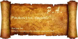 Paukovits Amadé névjegykártya